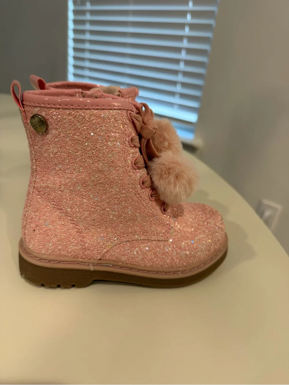 Sparkly Pink Pom Pom Girls' Boots